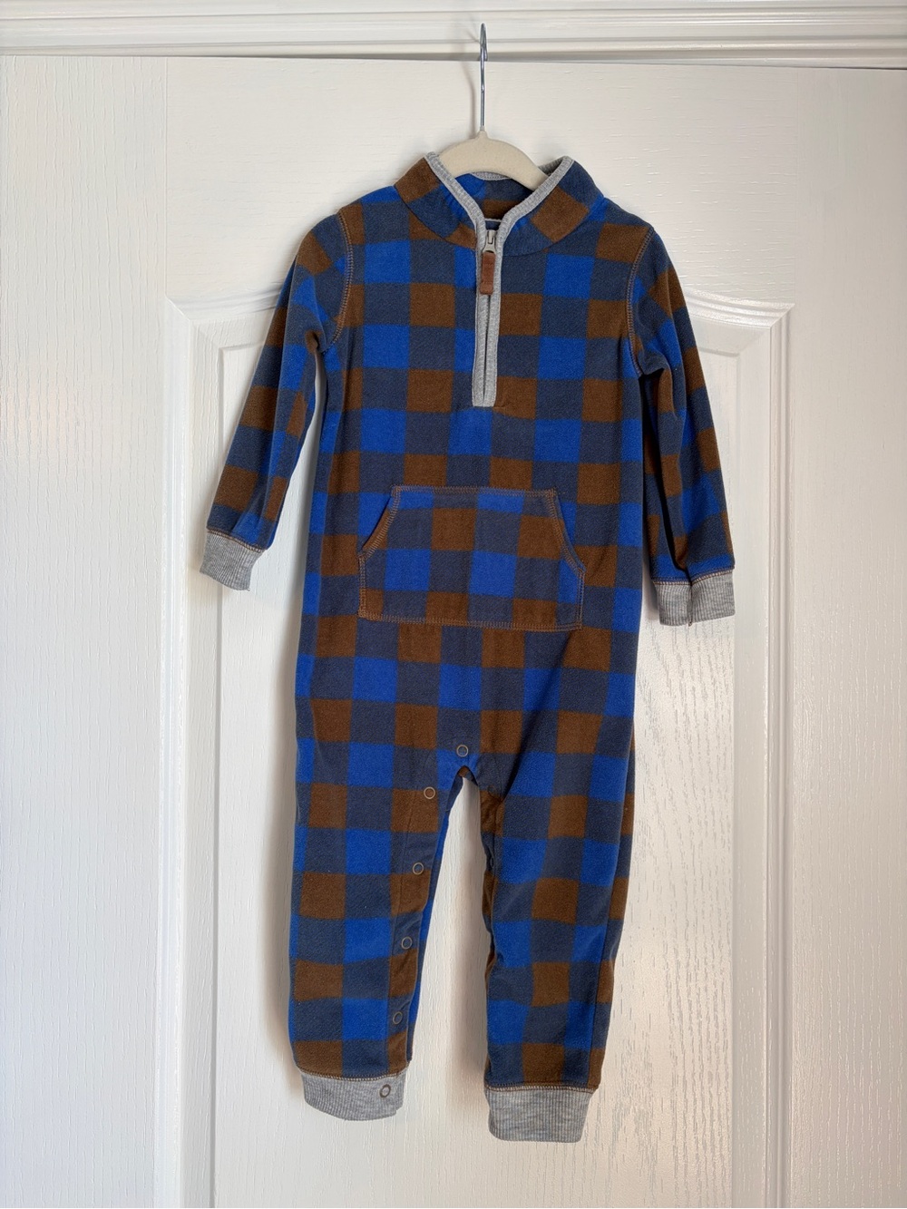 NWOT Carter’s Blue and Brown Buffalo Plaid One-Piece 18M
